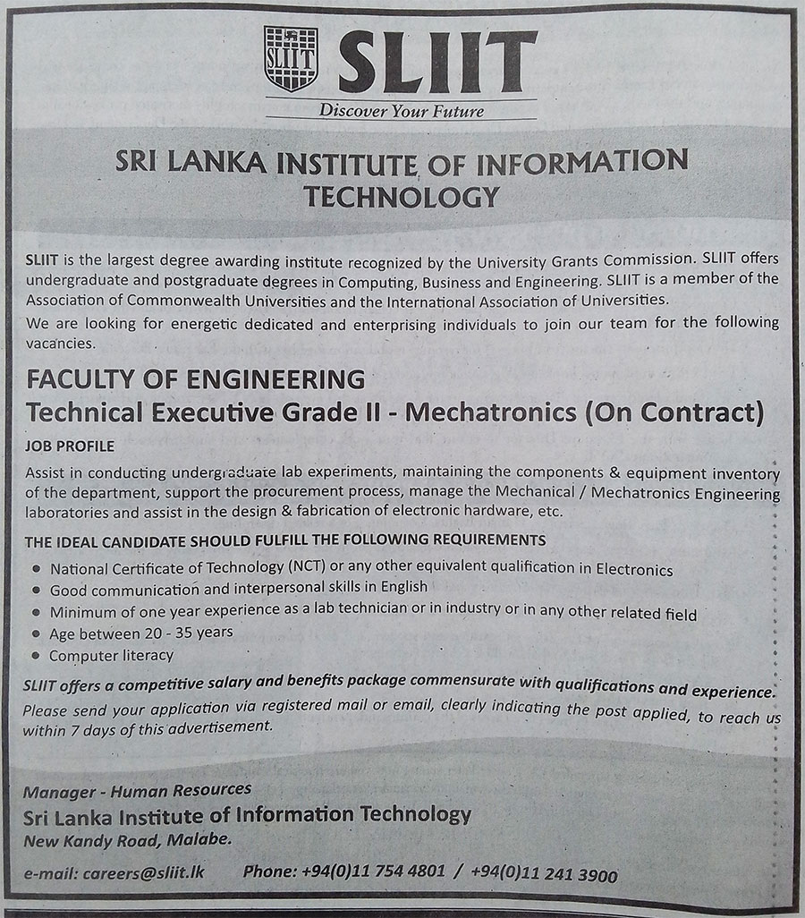 Technical Executive - Sri Lanka institute of Information Technology